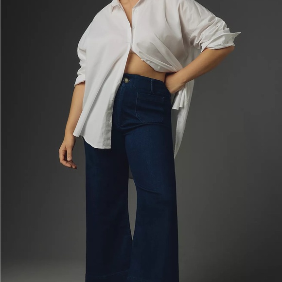 NWT! Anthro The Colette Crop High-Rise Wide-Leg Jeans by Maeve PETITE ONLY - Picture 2 of 11